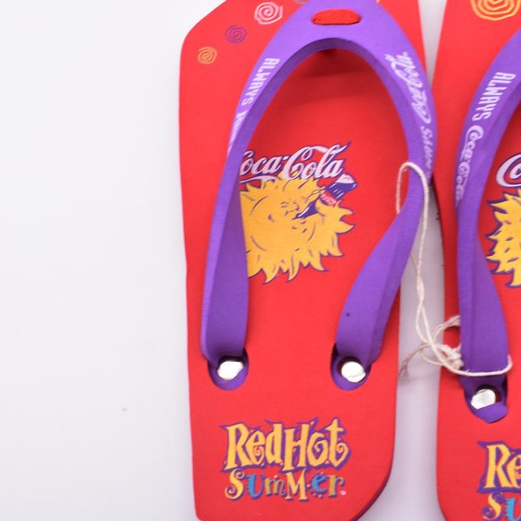 Coke Coca Cola Flip Flops Sandals RED HOT SUMMER BEACH FOOTWEAR - Picture 2 of 5
